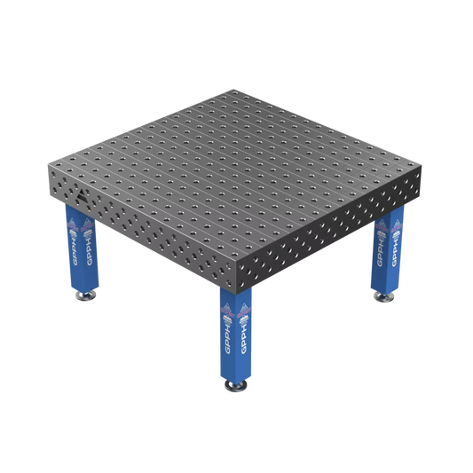 Schweißtisch EXPERT 25mm – 1500x1480mm System Φ28 Raster 100x100mm Beine Mit festen Füßen
