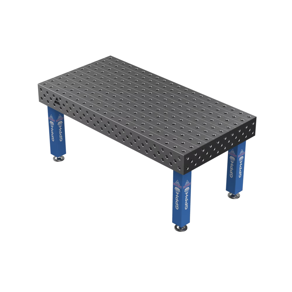 Schweißtisch EXPERT 25mm – 2000x1000mm System Φ28 Raster 100x100mm Beine Mit festen Füßen
