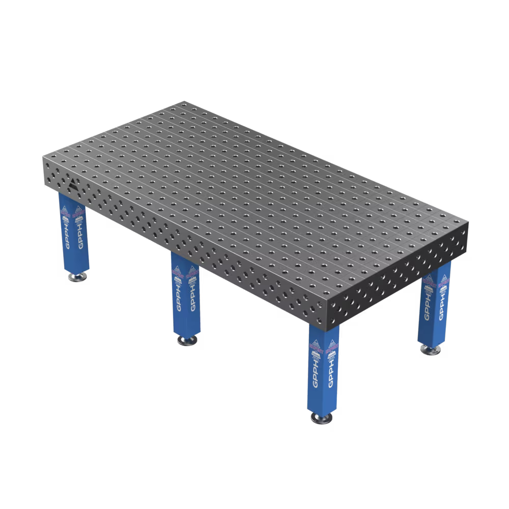 Schweißtisch EXPERT 25mm – 2400x1200mm System Φ28 Raster 100x100mm Beine Mit festen Füßen