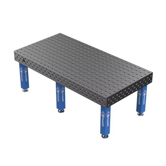 Schweißtisch EXPERT 25mm – 2400x1200mm System Φ28 Raster 100x100mm Beine Mit festen Füßen