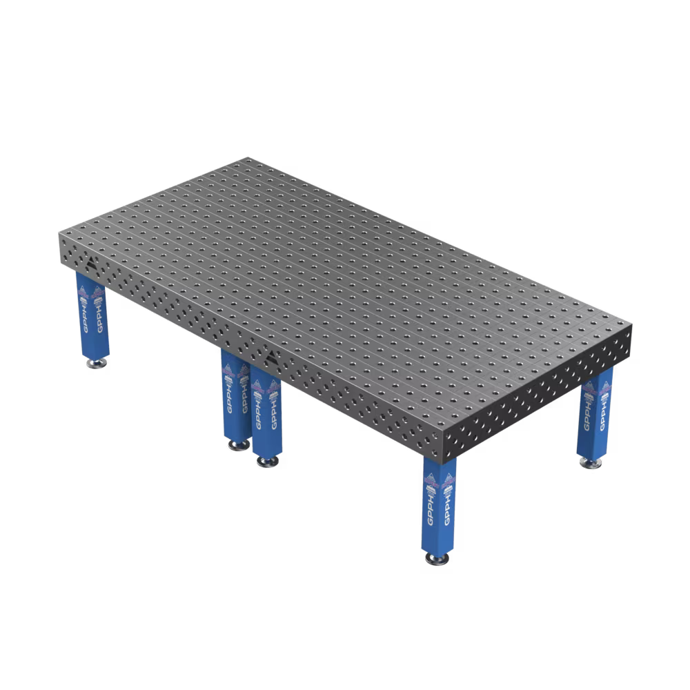 Schweißtisch EXPERT 25mm – 3000x1480mm System Φ28 Raster 100x100mm Beine Mit festen Füßen