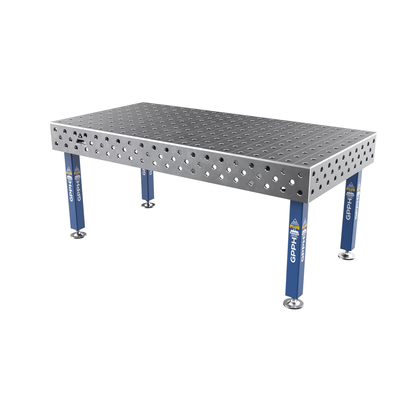 Schweißtisch PLUS 12 mm – 2000x1000 mm System Φ28 Raster 100x100mm Beine Mit festen Füßen