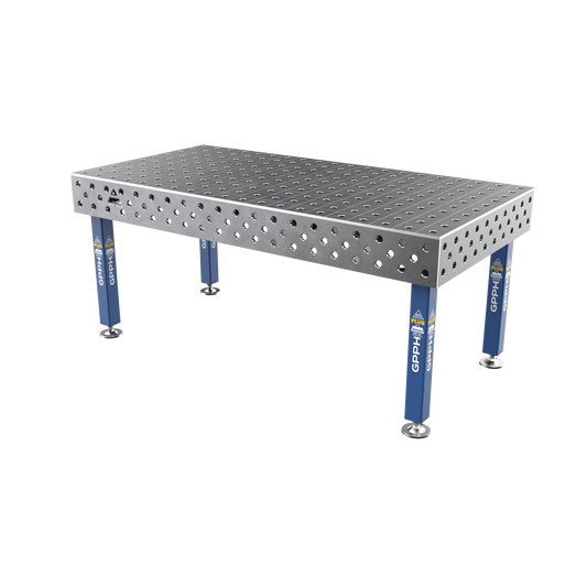 Schweißtisch PLUS 12 mm – 2000x1000 mm System Φ28 Raster 100x100mm Beine Mit festen Füßen
