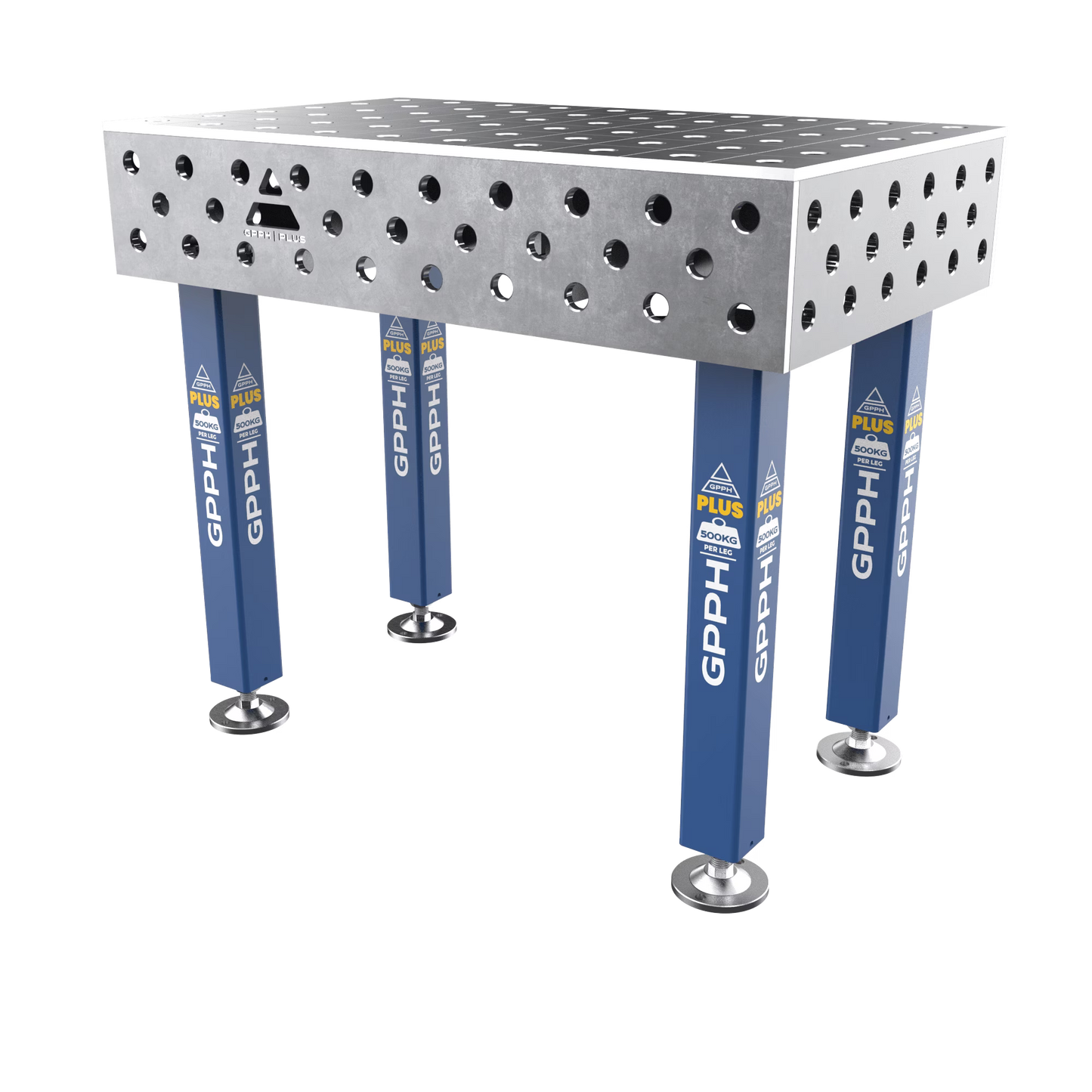 Schweißtisch PLUS 12 mm – 1000x600 mm System Φ28 Raster 100x100mm Beine Mit festen Füßen