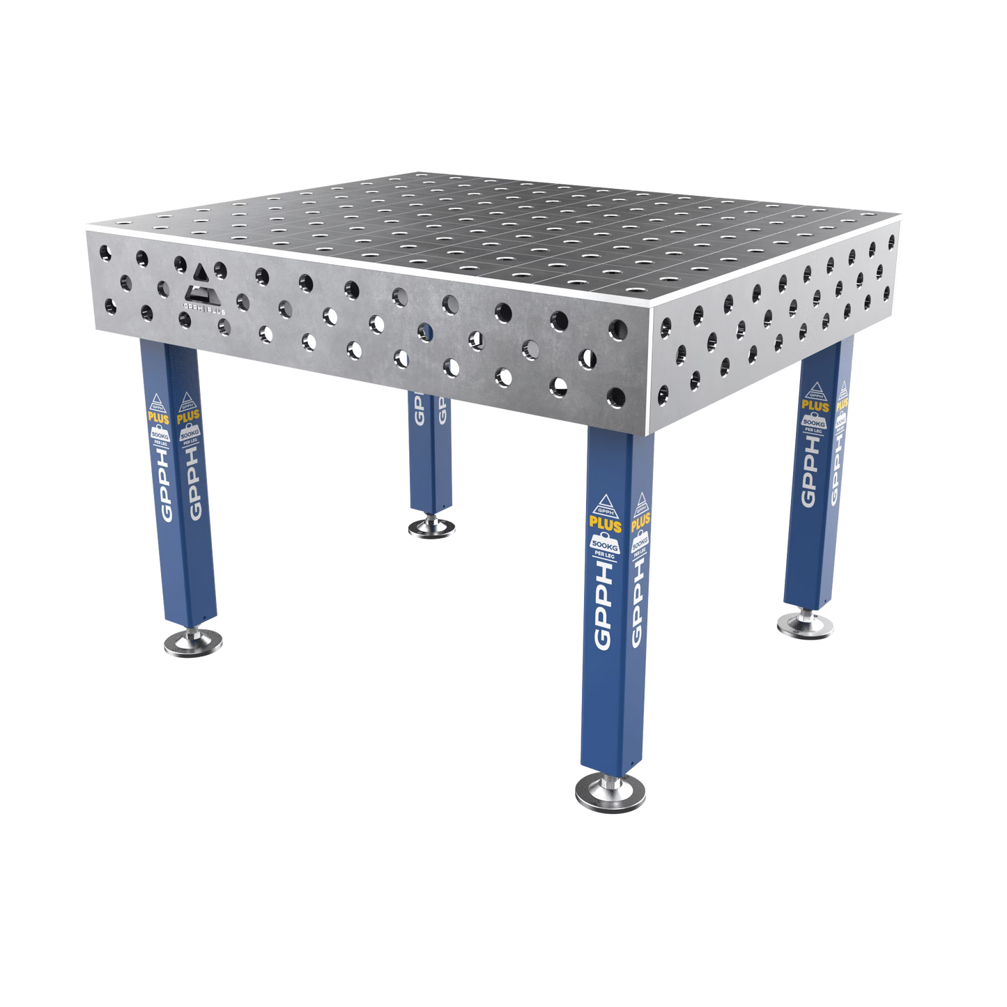 Schweißtisch PLUS 12 mm – 1200x1000 mm System Φ28 Raster 100x100mm Beine Mit festen Füßen