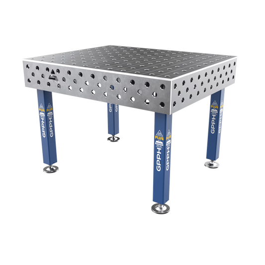 Schweißtisch PLUS 12 mm – 1200x1000 mm System Φ28 Raster 100x100mm Beine Mit festen Füßen
