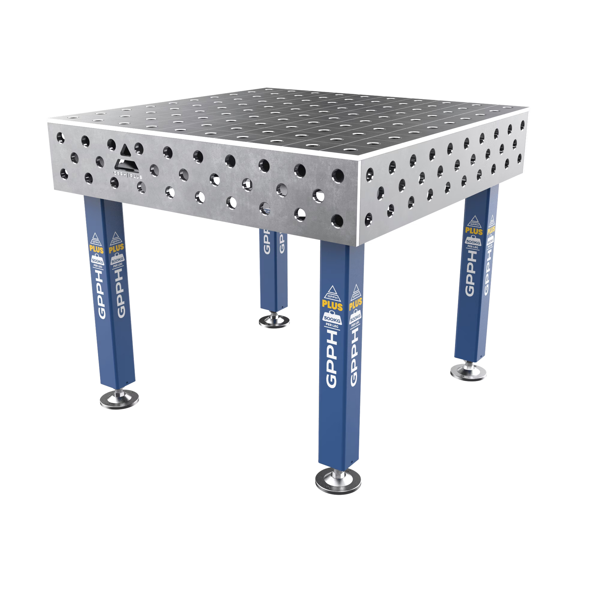 Schweißtisch PLUS 12 mm – 1200x1200 mm System Φ28 Raster 100x100mm Beine Mit festen Füßen