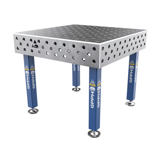 Schweißtisch PLUS 12 mm – 1200x1200 mm System Φ28 Raster 100x100mm Beine Mit festen Füßen