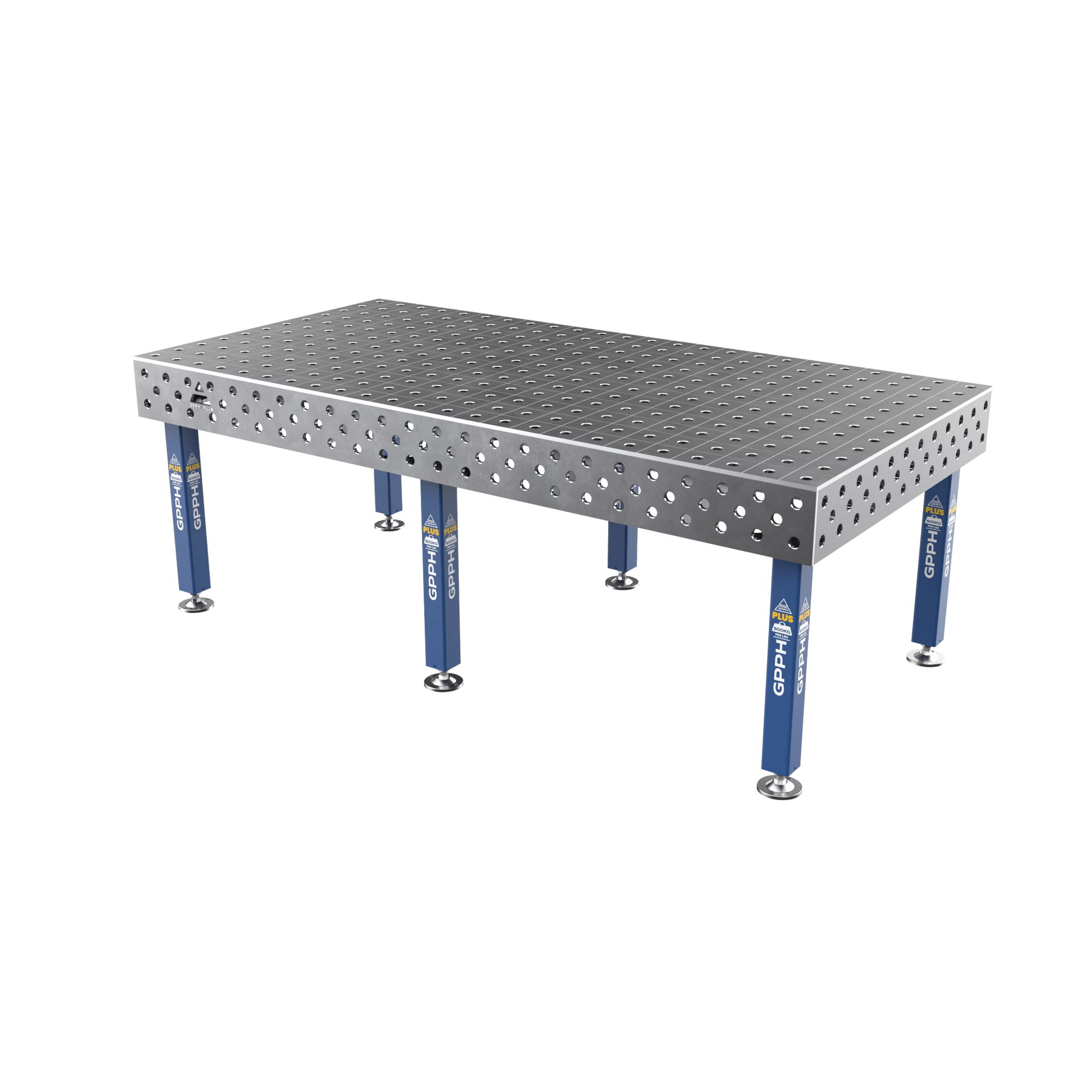 Schweißtisch PLUS 12 mm – 2400x1200 mm System Φ28 Raster 100x100mm Beine Mit festen Füßen