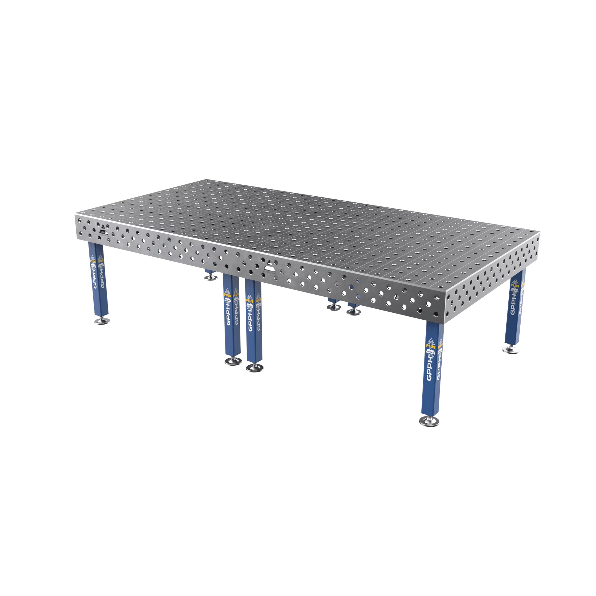 Schweißtisch PLUS 12mm – 3000x1480mm System Φ28 Raster 100x100mm Beine Mit festen Füßen