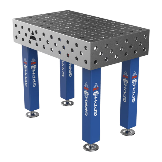 Schweißtisch PRO 15mm – 1000x600mm System Φ28 Raster 100x100mm Beine Mit festen Füßen