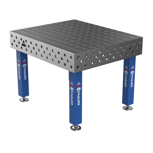 Schweißtisch PRO 15 mm – 1200x1000 mm System Φ28 Raster 100x100mm Beine Mit festen Füßen