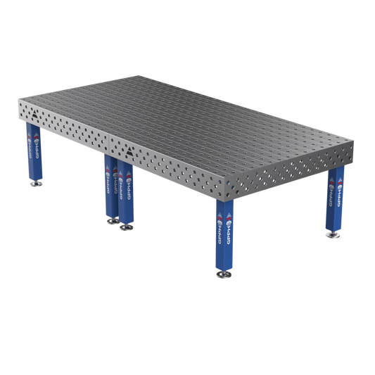 Schweißtisch PRO 15 mm – 3000x1480 mm System Φ28 Raster 100x100mm Beine Mit festen Füßen