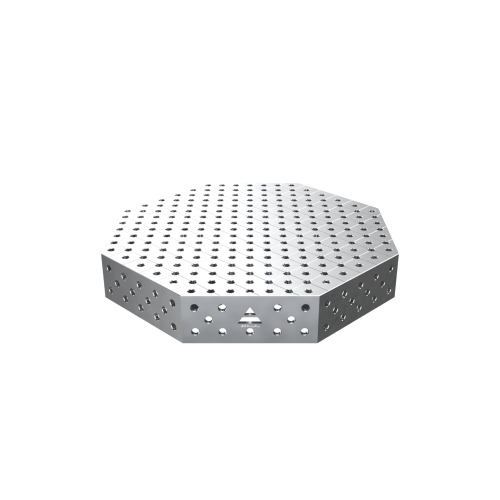 Achteckiger Schweißtisch OCT INOX 1200x1200mm Tischplatte PRO INOX System Φ28 Raster DIAG