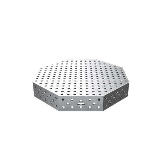 Achteckiger Schweißtisch OCT INOX 1200x1200mm Tischplatte PRO INOX System Φ28 Raster DIAG