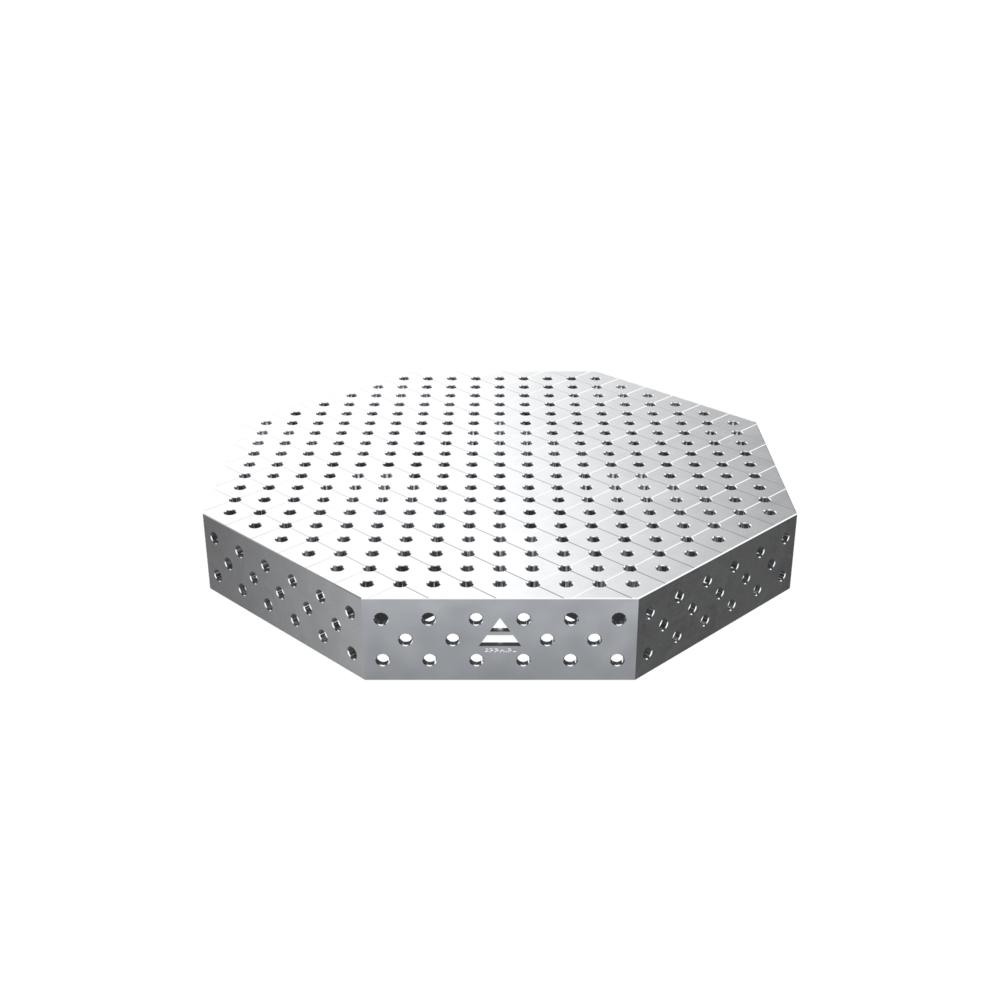 Achteckiger Schweißtisch OCT INOX 1400x1400mm Tischplatte PRO INOX System Φ28 Raster DIAG