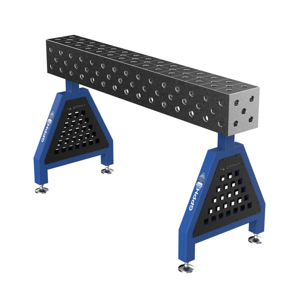 Schweißstütze TRESTLE ECO 1500x200x200 mm System Φ16 Raster 50x50mm Beine Mit festen Füßen