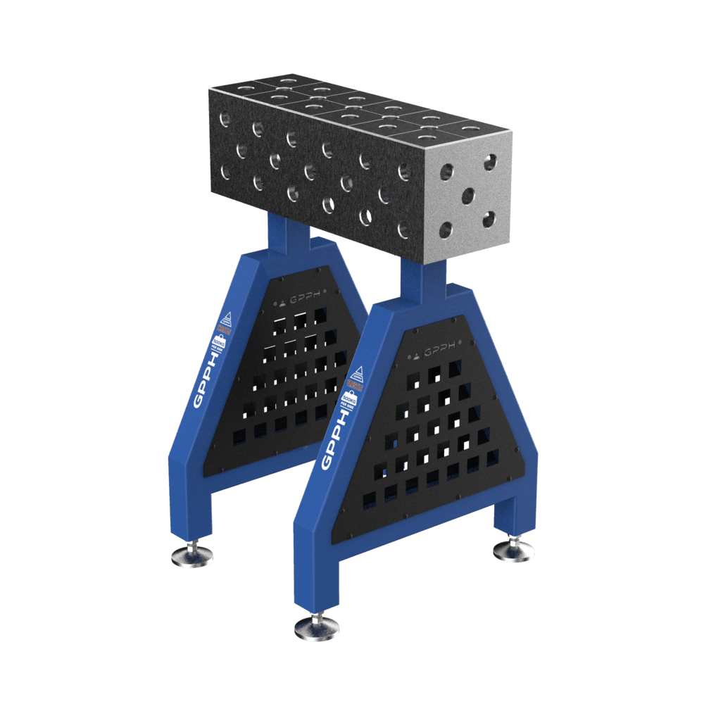 Schweißstütze TRESTLE ECO 600x200x200 mm System Φ16 Raster 50x50mm Beine Mit festen Füßen