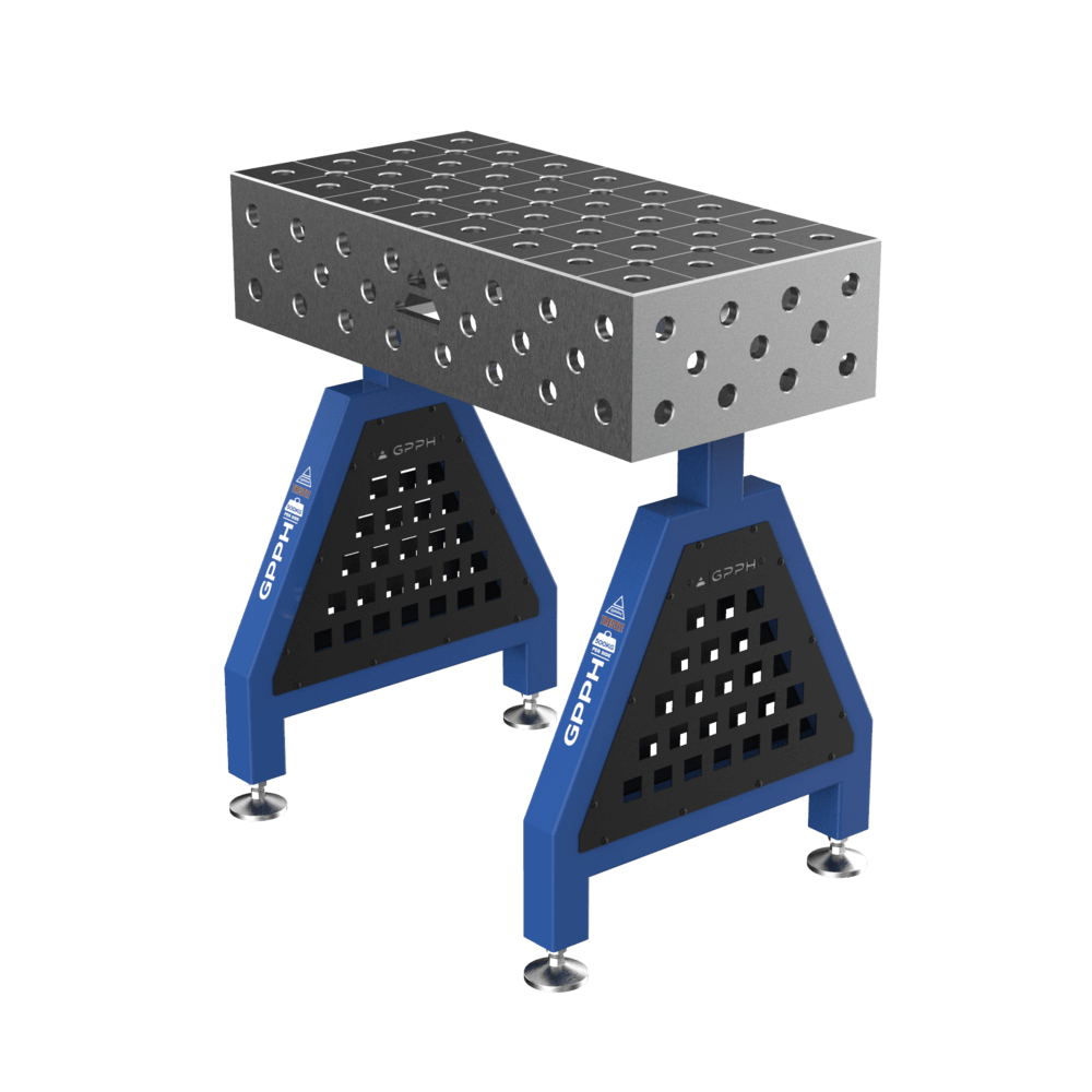 Schweißstütze TRESTLE ECO 800x400x200 mm System Φ16 Raster 50x50mm Beine Mit festen Füßen