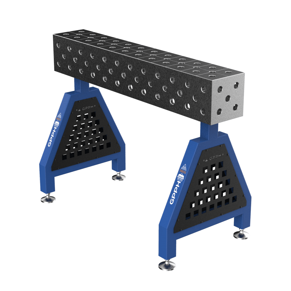 Schweißstütze TRESTLE EXPERT 1200x200x200 mm System Φ28 Raster DIAG Beine Mit festen Füßen