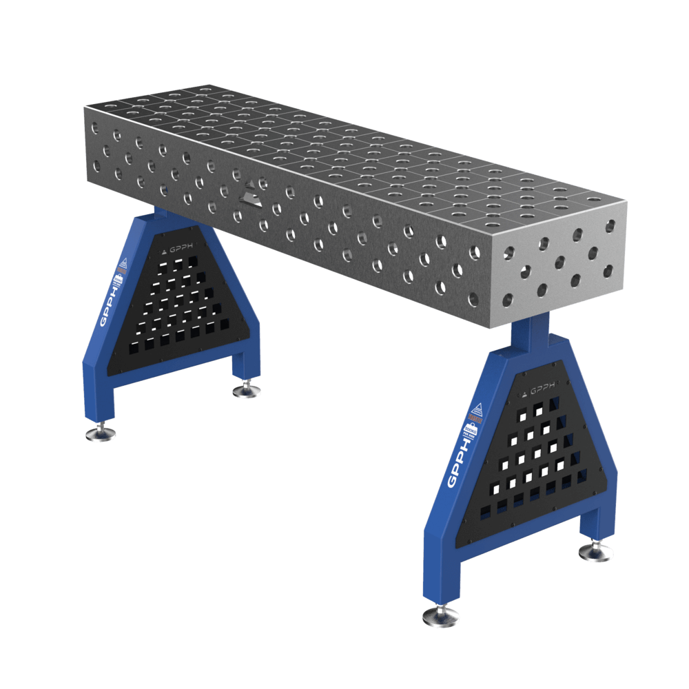 Schweißstütze TRESTLE EXPERT 1500x400x200 mm System Φ28 Raster DIAG Beine Mit festen Füßen