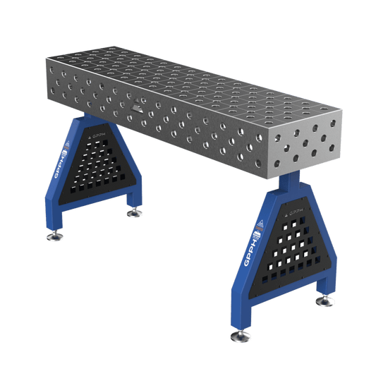 Schweißstütze TRESTLE EXPERT 1500x400x200 mm System Φ28 Raster DIAG Beine Mit festen Füßen