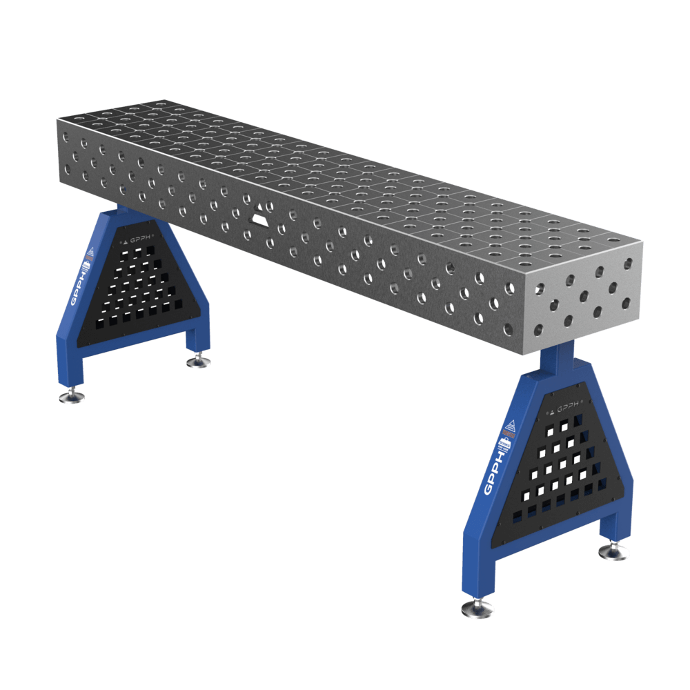 Schweißstütze TRESTLE EXPERT 2000x400x200 mm System Φ28 Raster DIAG Beine Mit festen Füßen