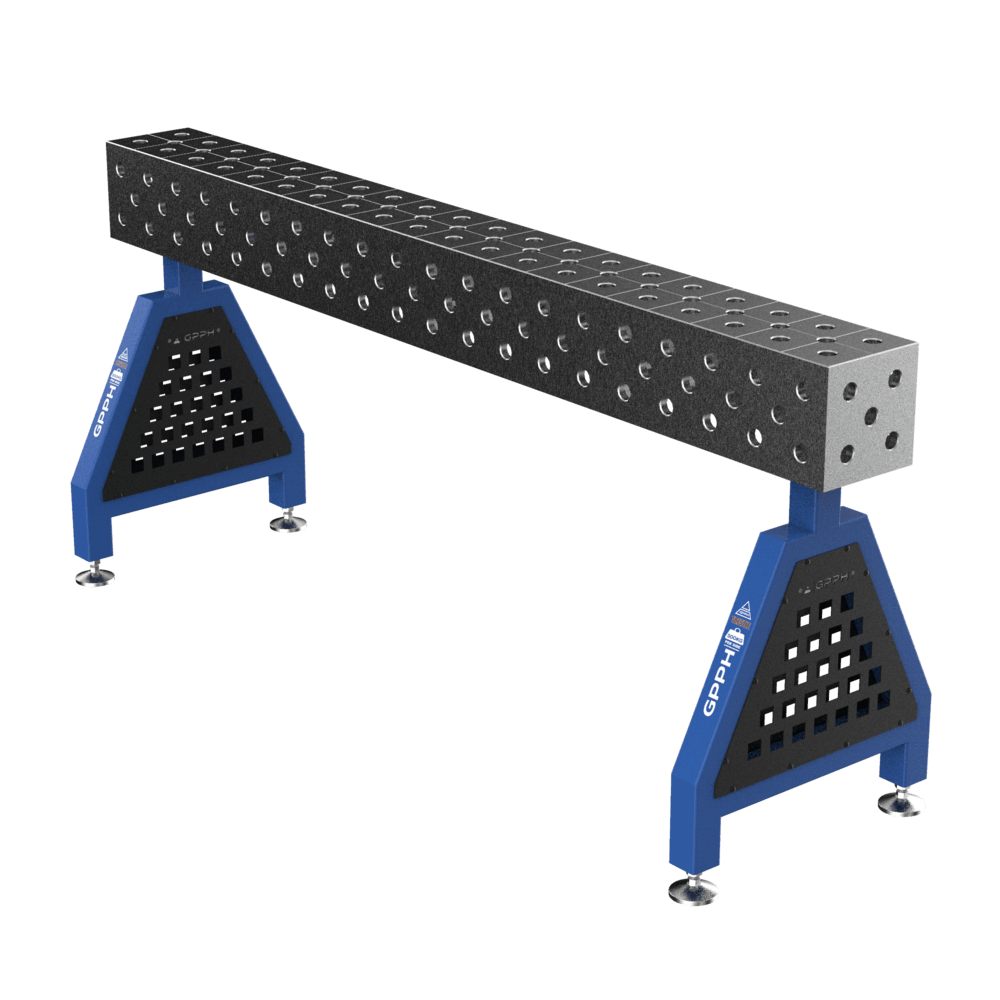 Schweißstütze TRESTLE PRO 2000x200x200 mm System Φ16 Raster 50x50mm Beine Mit festen Füßen