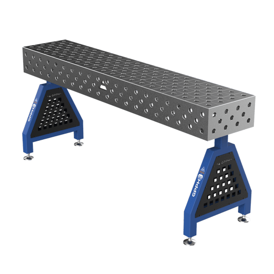 Schweißstütze TRESTLE PRO 2000x400x200 mm System Φ16 Raster 50x50mm Beine Mit festen Füßen