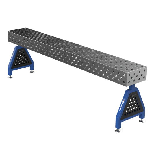 Schweißstütze TRESTLE PRO 3000x400x200 mm System Φ16 Raster 50x50mm Beine Mit festen Füßen