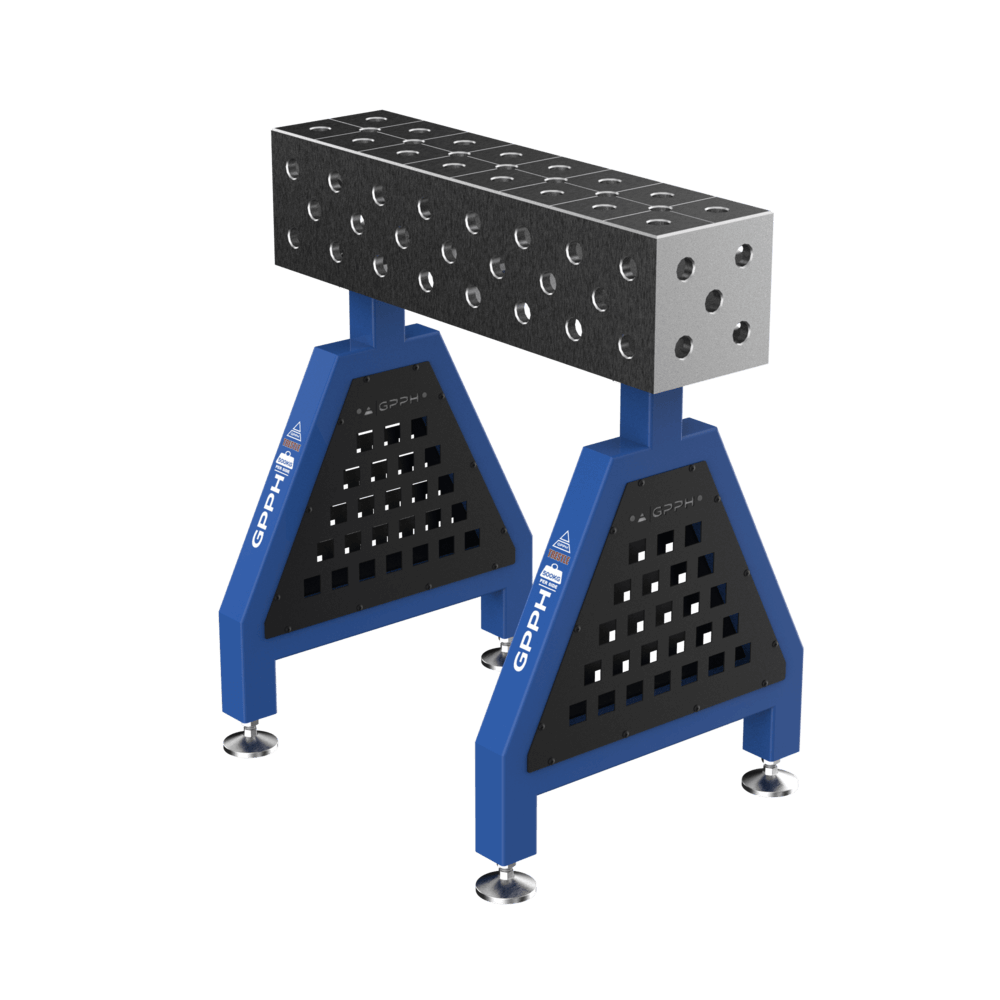 Schweißstütze TRESTLE PRO 800x200x200 mm System Φ16 Raster 50x50mm Beine Mit festen Füßen