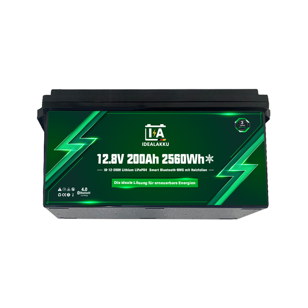 Idealakku IB-12-200H LiFePO4 Batterie 12.8 V 200 Ah mit Bluetooth & Smart BMS mit Heizung