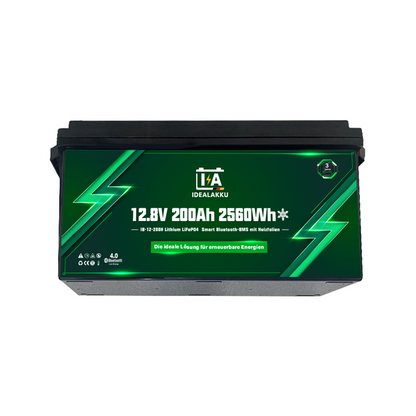 Idealakku IB-12-200 LiFePO4 Batterie 12.8 V 200 Ah mit Bluetooth & Smart BMS