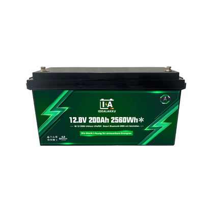 Idealakku IB-12-200 LiFePO4 Batterie 12.8 V 200 Ah mit Bluetooth & Smart BMS