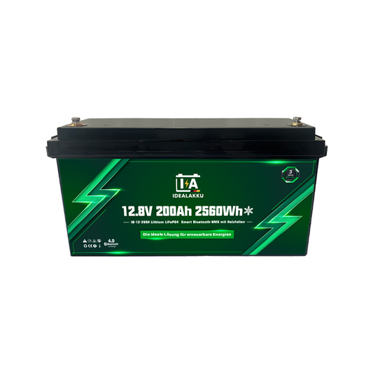Idealakku IB-12-200 LiFePO4 Batterie 12.8 V 200 Ah mit Bluetooth & Smart BMS