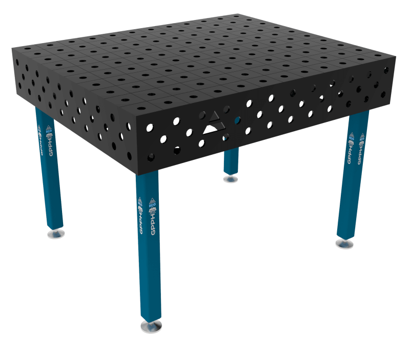 Schweißtisch ECO 8 mm – 1200x1000 mm System Φ28 Raster 100x100mm Beine Mit festen Füßen