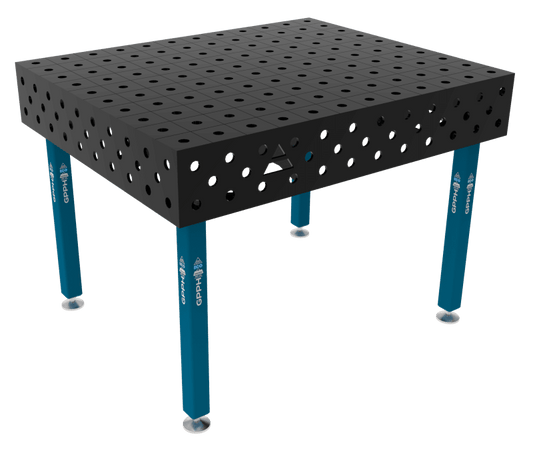 Schweißtisch ECO 8 mm – 1200x1000 mm System Φ28 Raster 100x100mm Beine Mit festen Füßen