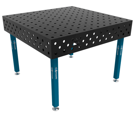 Schweißtisch ECO 8 mm – 1200x1200 mm System Φ28 Raster 100x100mm Beine Mit festen Füßen