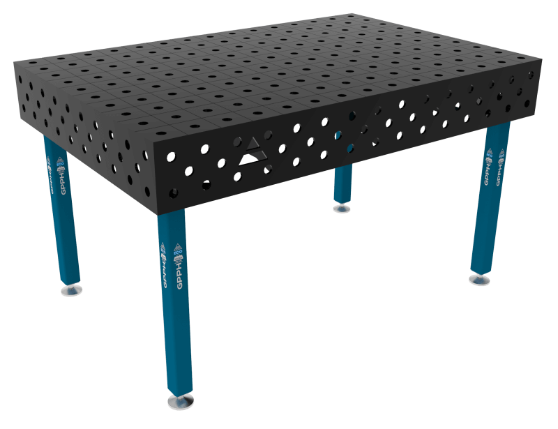 Schweißtisch ECO 8mm - 1500x1000mm System Φ28 Raster 100x100mm Beine Mit festen Füßen