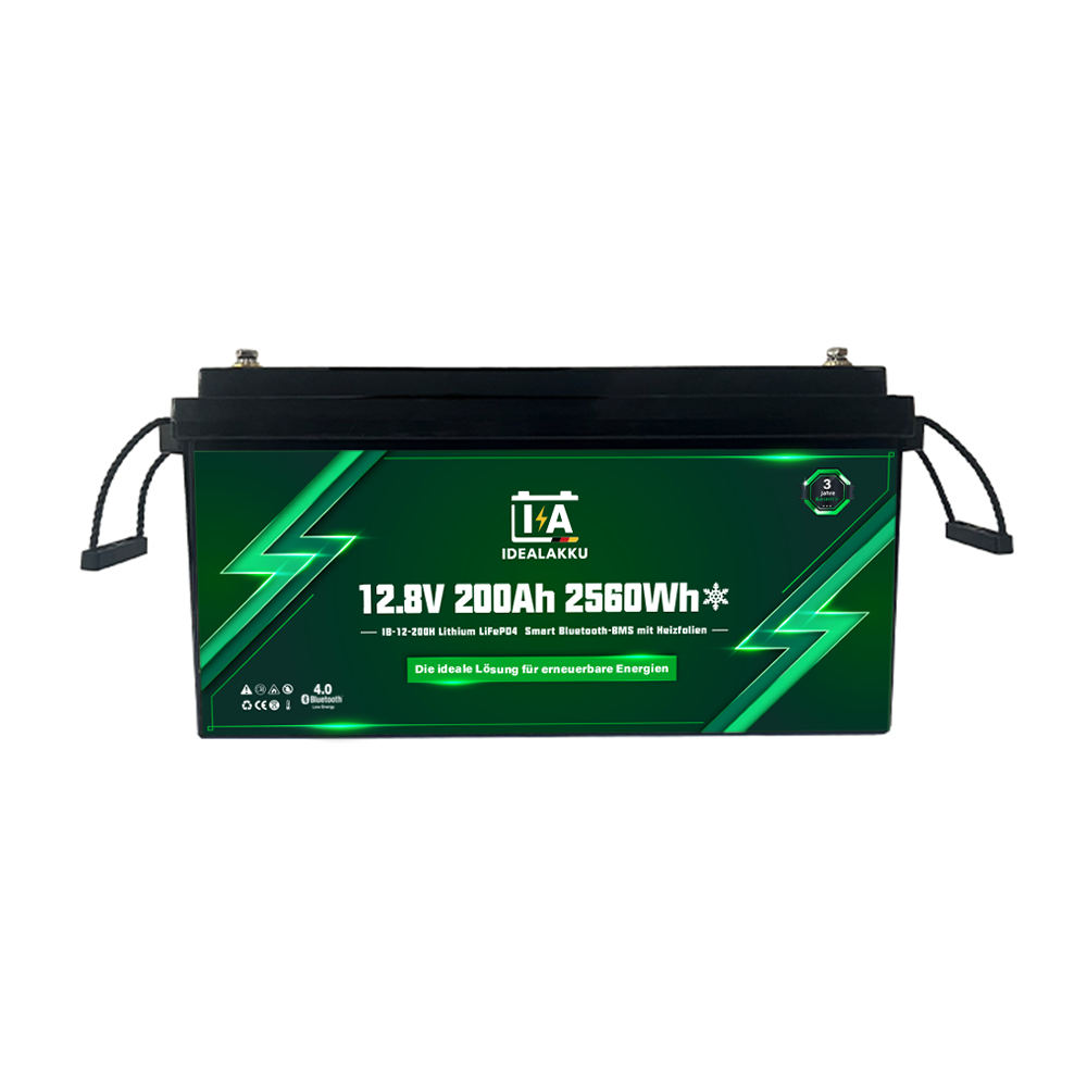 Idealakku IB-12-200H LiFePO4 Batterie 12.8 V 200 Ah mit Bluetooth & Smart BMS mit Heizung