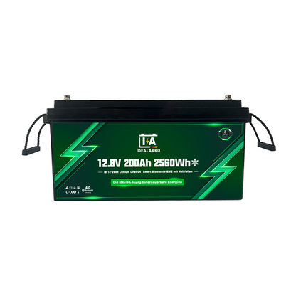 Idealakku IB-12-200H LiFePO4 Batterie 12.8 V 200 Ah mit Bluetooth & Smart BMS mit Heizung
