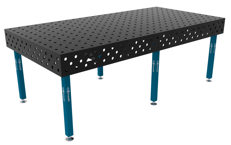 Schweißtisch ECO 8 mm – 2400x1200 mm System Φ16 Raster 50x50mm Beine Mit festen Füßen