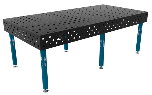 Schweißtisch ECO 8 mm – 2400x1200 mm System Φ16 Raster 50x50mm Beine Mit festen Füßen