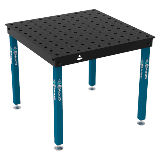 Schweißtisch BASIC 12mm – 1000x1000mm System Φ28 Raster 100x100mm Beine Mit festen Füßen