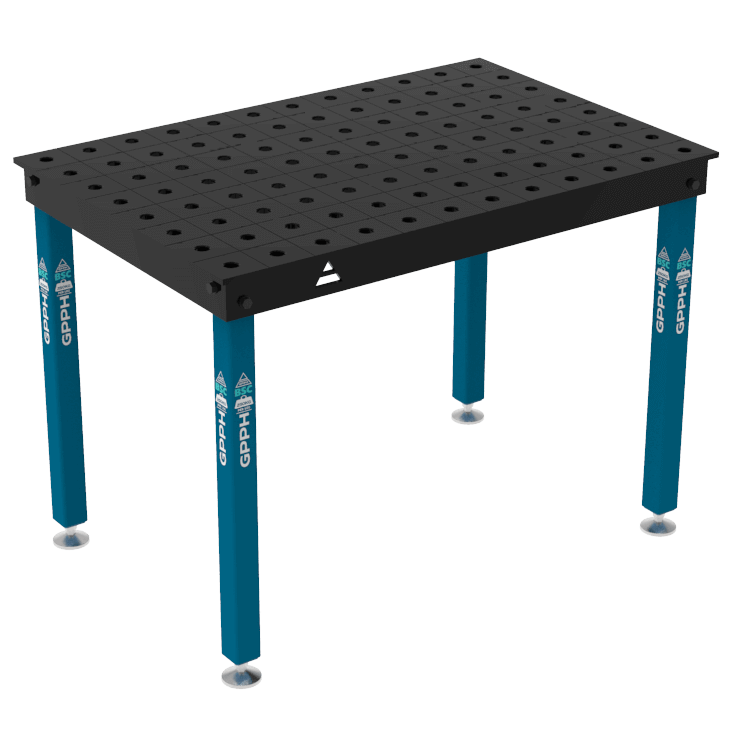 Schweißtisch BASIC 12mm – 1200x800mm System Φ28 Raster 100x100mm Beine Mit festen Füßen