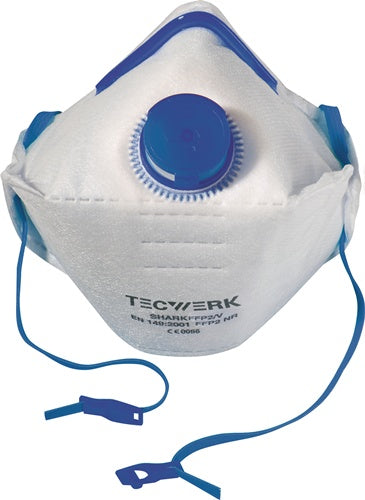 TECWERK Zaštitna maska Shark FFP2/V NR D s ventilom za izdah, sklopiva 12 kom/kutija