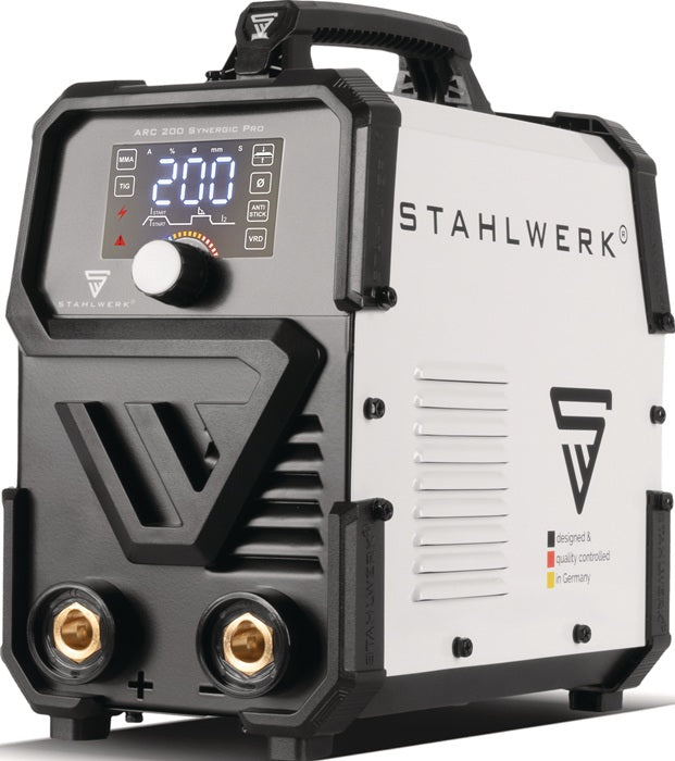 STAHLWERK ARC 200 Synergic Pro Elektrodenschweißgerät 10–200 A mit Zubehör