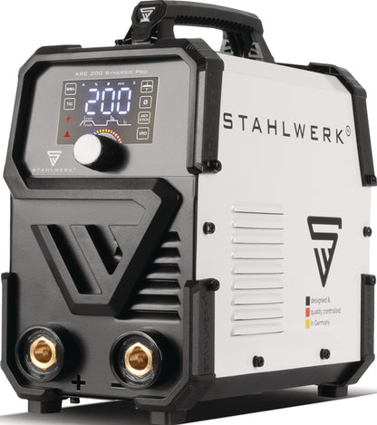 STAHLWERK ARC 200 Synergic Pro Elektrodenschweißgerät 10–200 A mit Zubehör