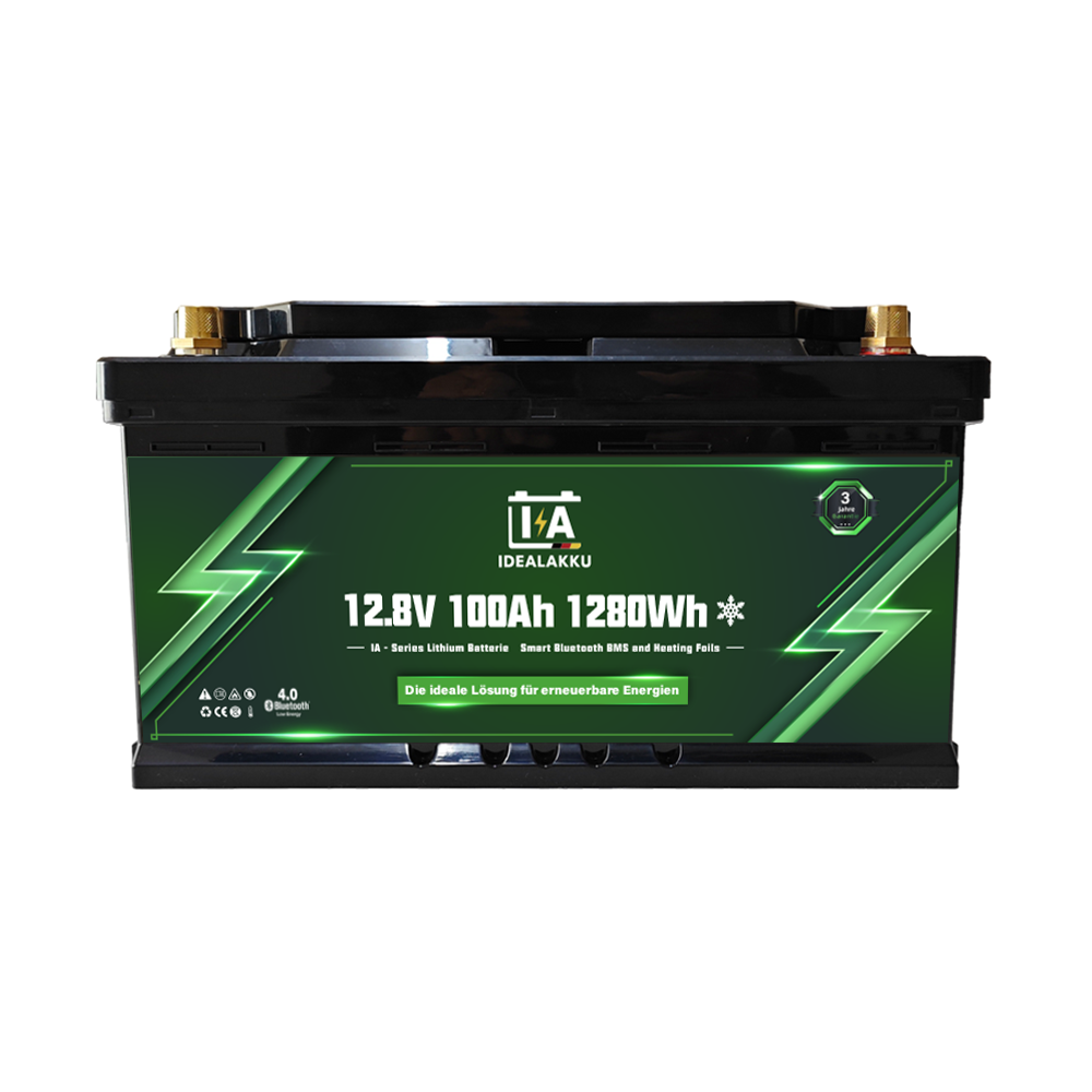 Idealakku IA-12-100 LiFePO4 Batterie 12.8 V 100 Ah mit Bluetooth & Smart BMS