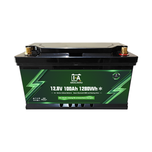 Idealakku IA-12-100H LiFePO4 Batterie 12.8 V 100 Ah mit Bluetooth & Smart BMS mit Heizung